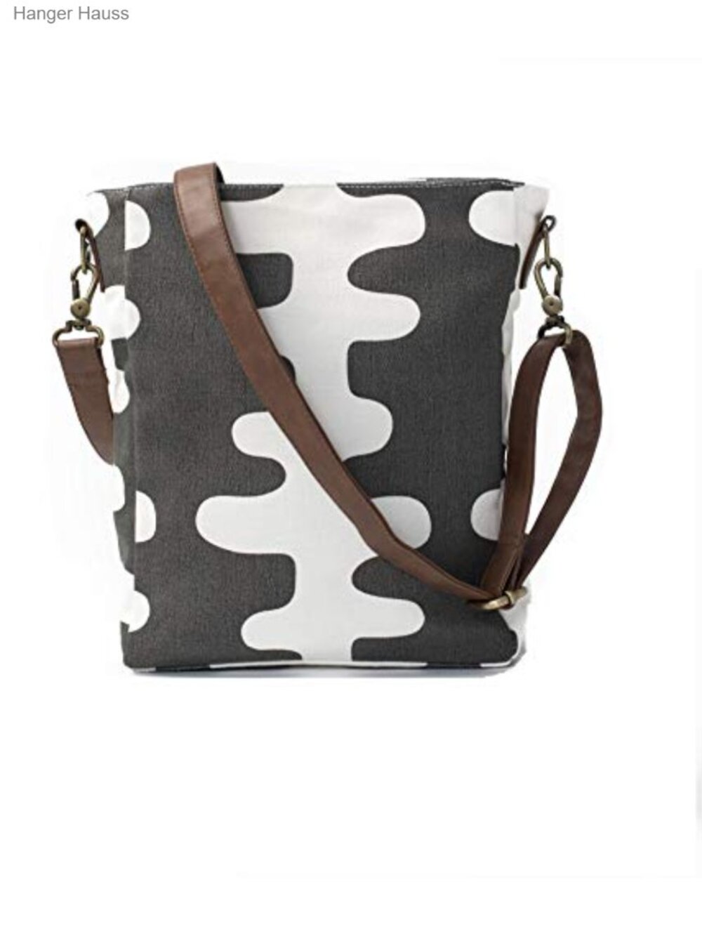 Recycled Canvas Crossbody Sling Bag Vegan Leather Strap Adjustable